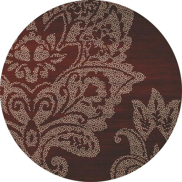 Art Carpet 8 Ft. Bastille Collection Large Damask Border Woven Round Area Rug, Red 841864107590